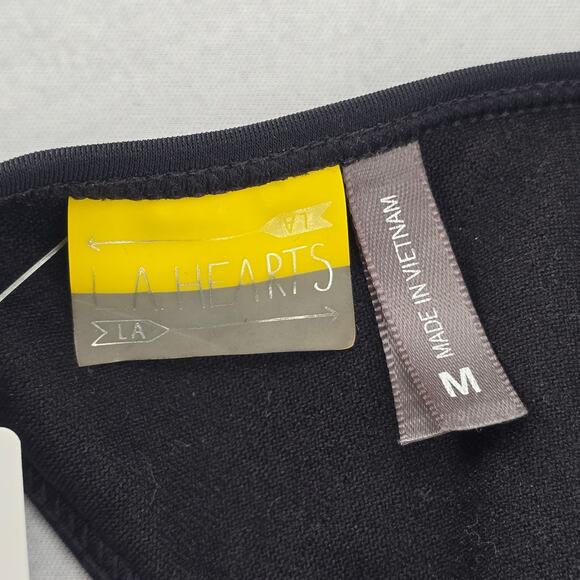 LA Hearts Black Cutout Tie Padded Swim Sports Bra Beach Bikini Top M Medium - Picture 5 of 6